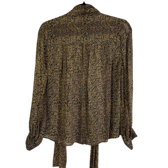 PENDLETON Brown & Black Tie-Neck Silk Chiffon Blouse - Picture 11 of 14